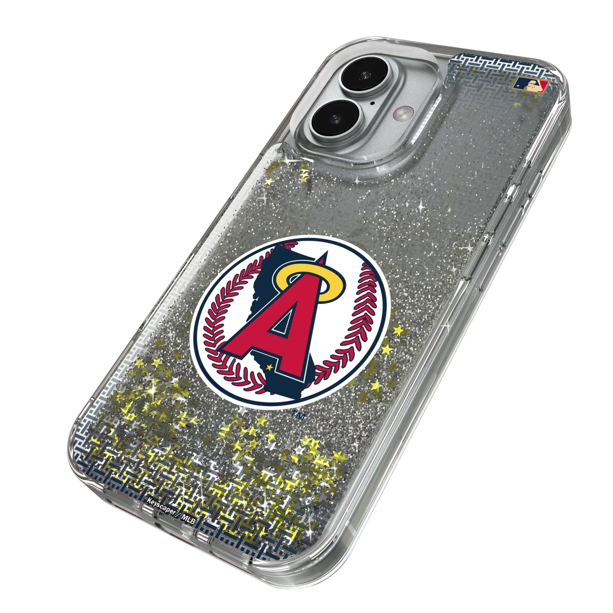 LA Angels 1986-1992 - Cooperstown Collection Linen iPhone Glitter Phone Case for Apple iPhone - Isometric View