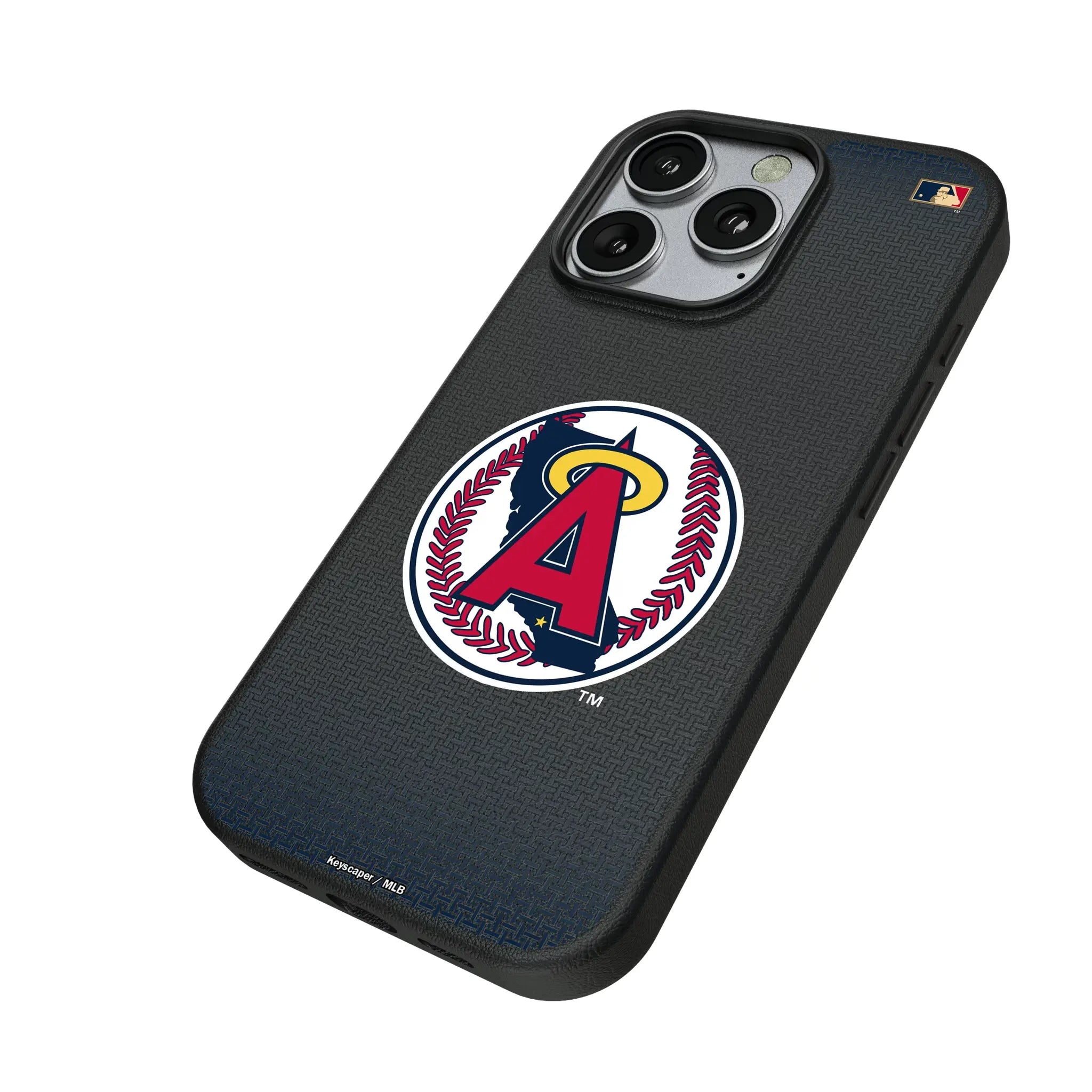 LA Angels 1986-1992 - Cooperstown Collection Linen iPhone MagSafe Compatible Phone Case for Apple iPhone - Isometric View