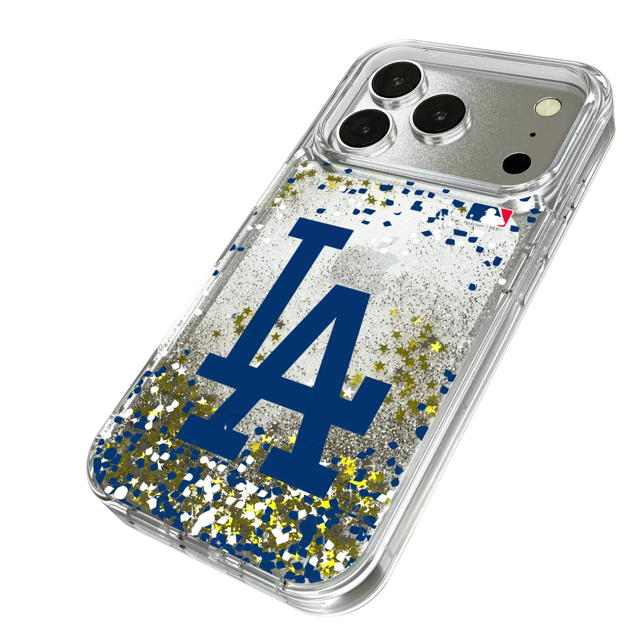 LA Dodgers Confetti iPhone Glitter Phone Case for Apple iPhone - Isometric View