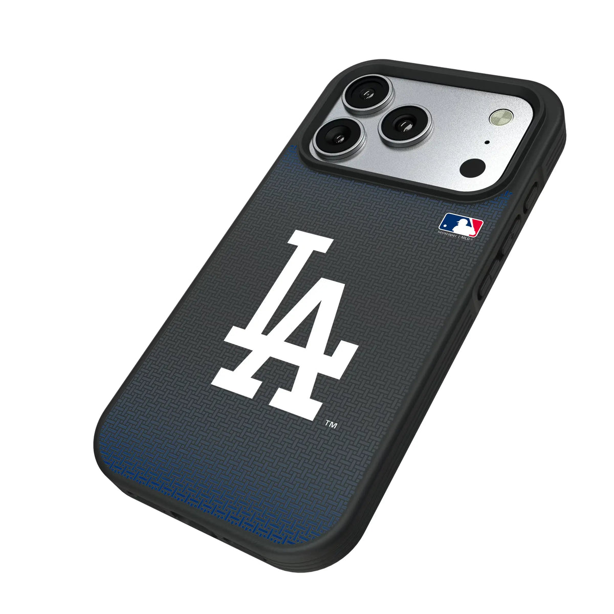 LA Dodgers Linen iPhone Bump Phone Case for Apple iPhone - Isometric View#Device_iPhone 17 Pro