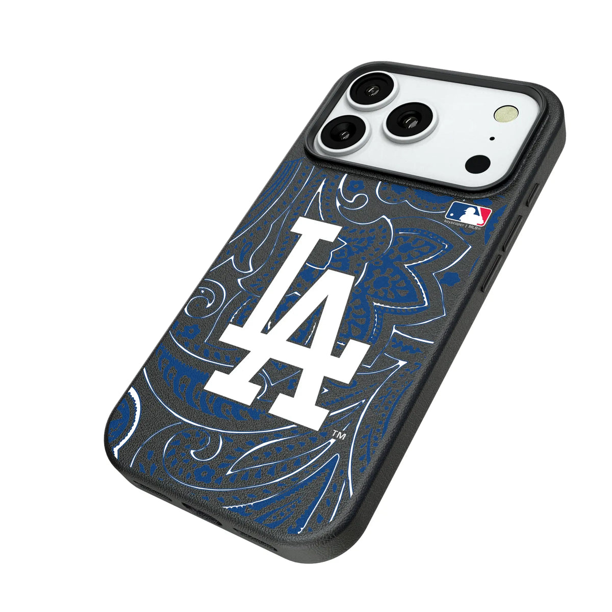 LA Dodgers Paisley iPhone MagSafe Compatible Phone Case for Apple iPhone - Isometric View#Device_iPhone 18 Pro