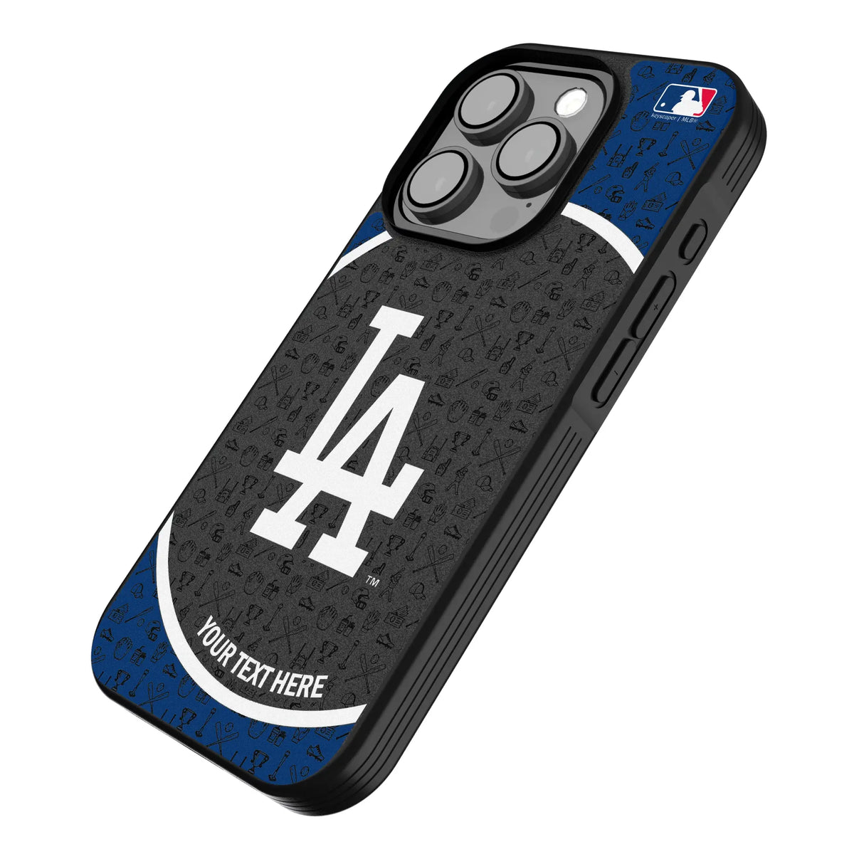 LA Dodgers Personalized Circle iPhone Bump Phone Case for Apple iPhone - Isometric View