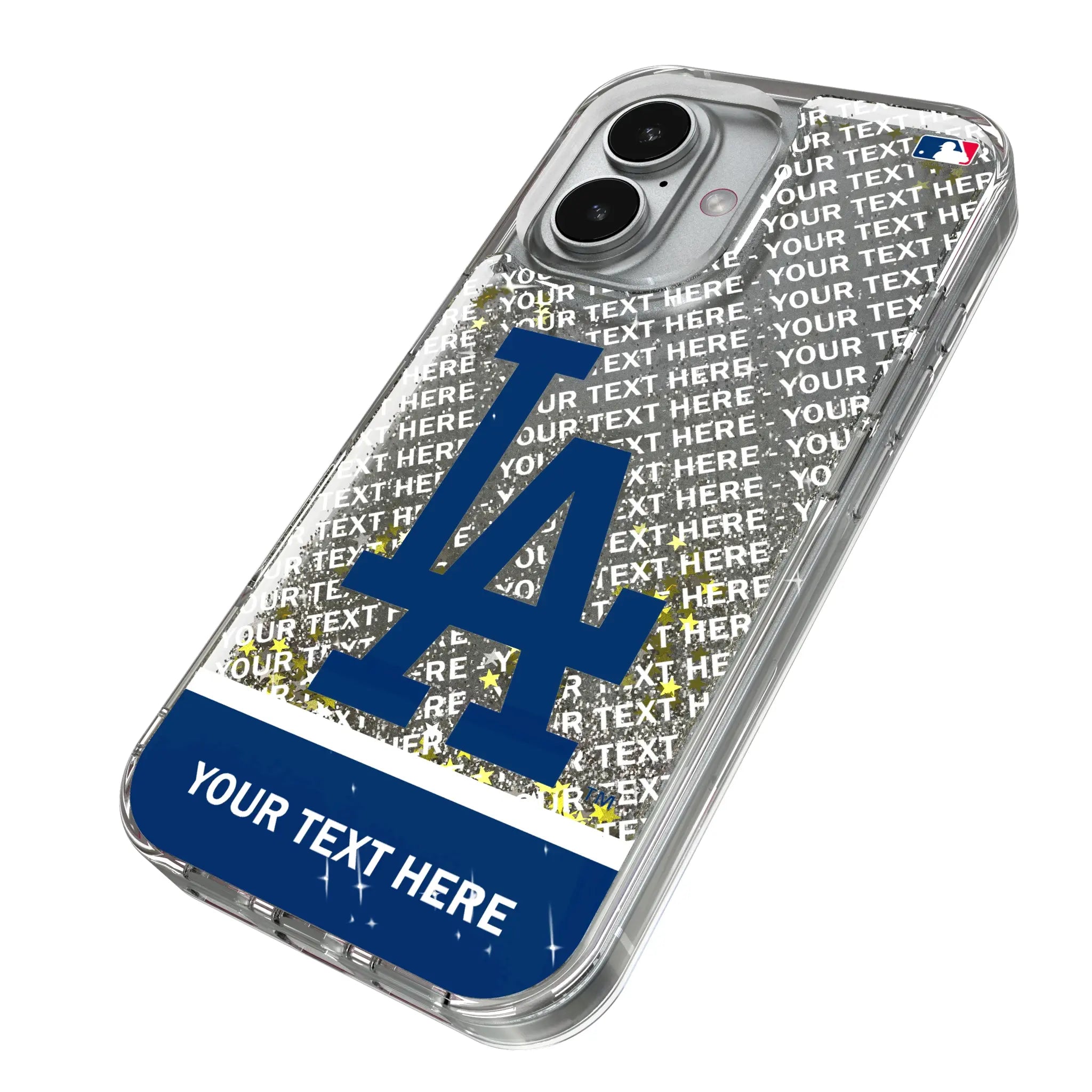 LA Dodgers Personalized EndZone Plus iPhone Glitter Phone Case for Apple iPhone - Isometric View