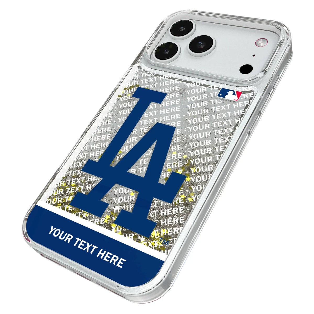 LA Dodgers Personalized EndZone Plus iPhone Glitter Phone Case for Apple iPhone - Isometric View#Device_iPhone 18 Pro Max