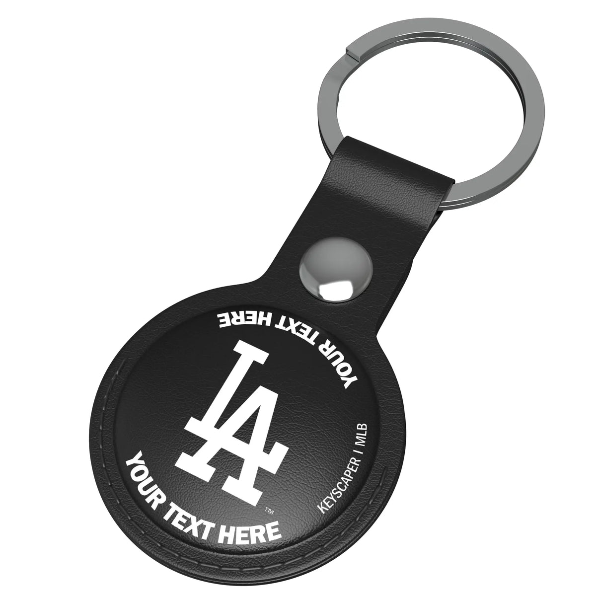 LA Dodgers Personalized Insignia AirTag Black Airtag Holder - Isometric View