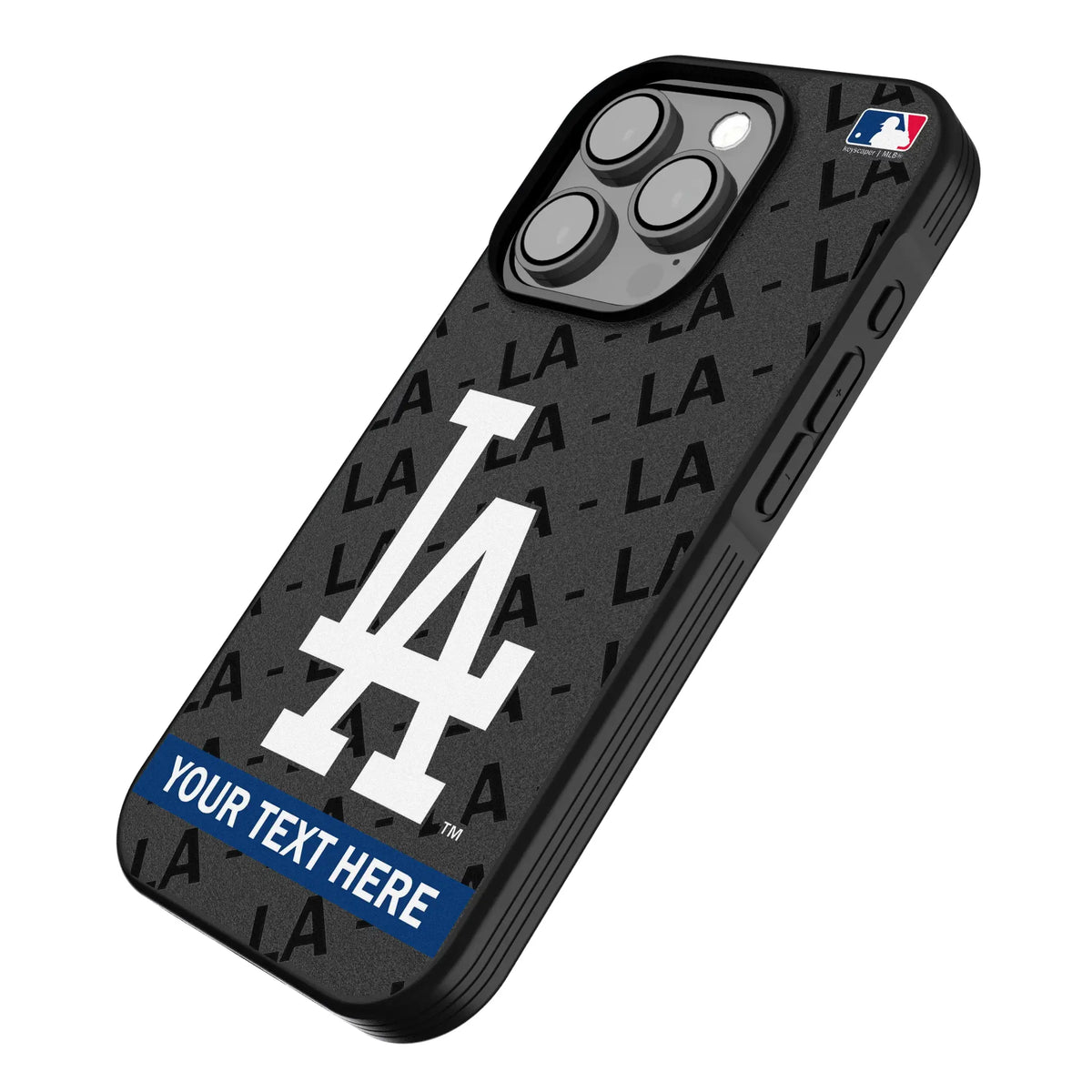 LA Dodgers Personalized Tilt iPhone Bump Phone Case for Apple iPhone - Isometric View