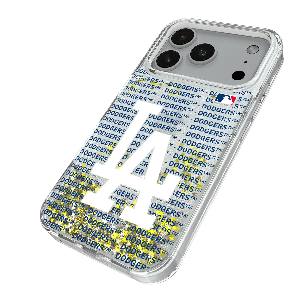 LA Dodgers Text Backdrop iPhone Glitter Phone Case for Apple iPhone - Isometric View#Device_iPhone 18 Pro