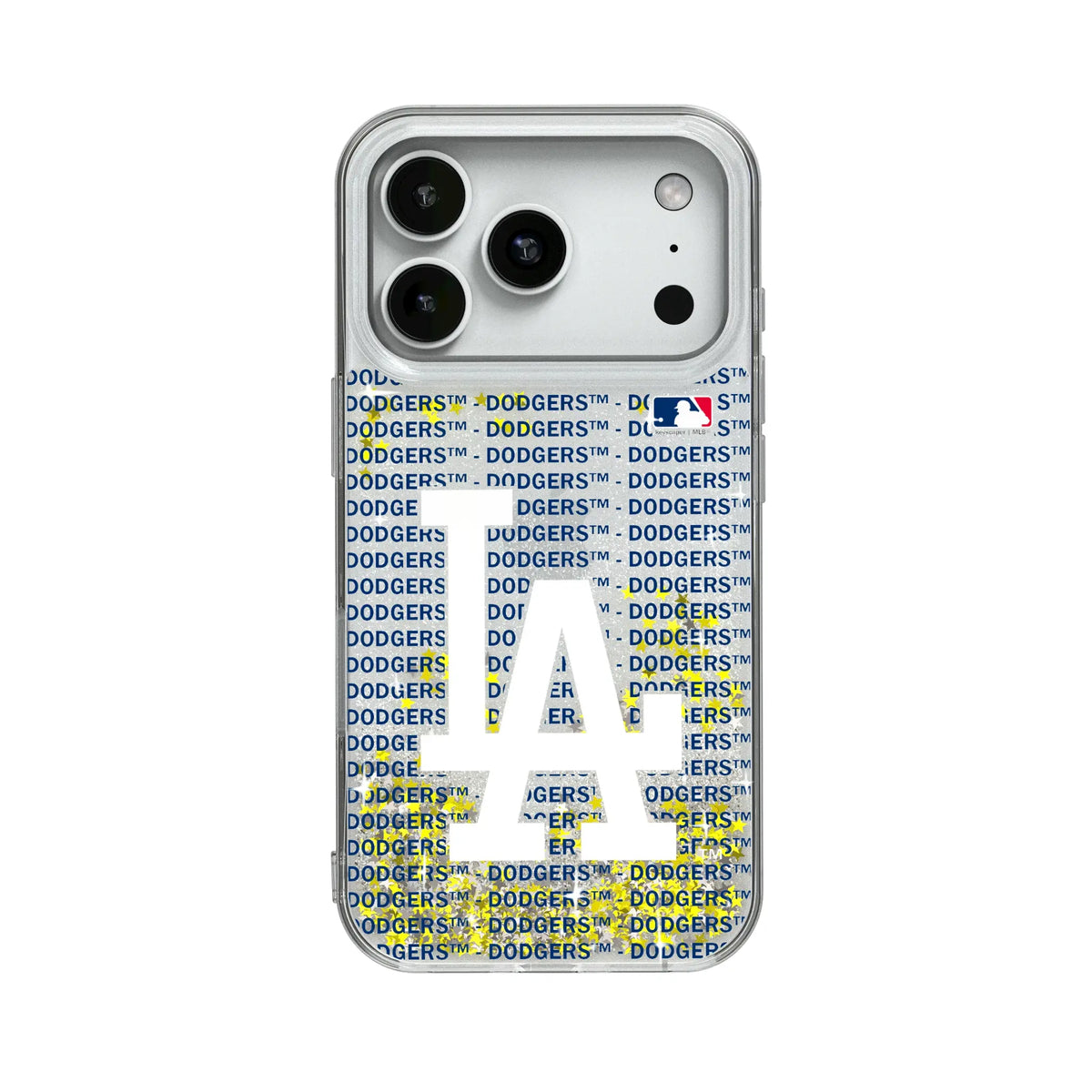 LA Dodgers Text Backdrop Glitter Phone Case for Apple iPhone