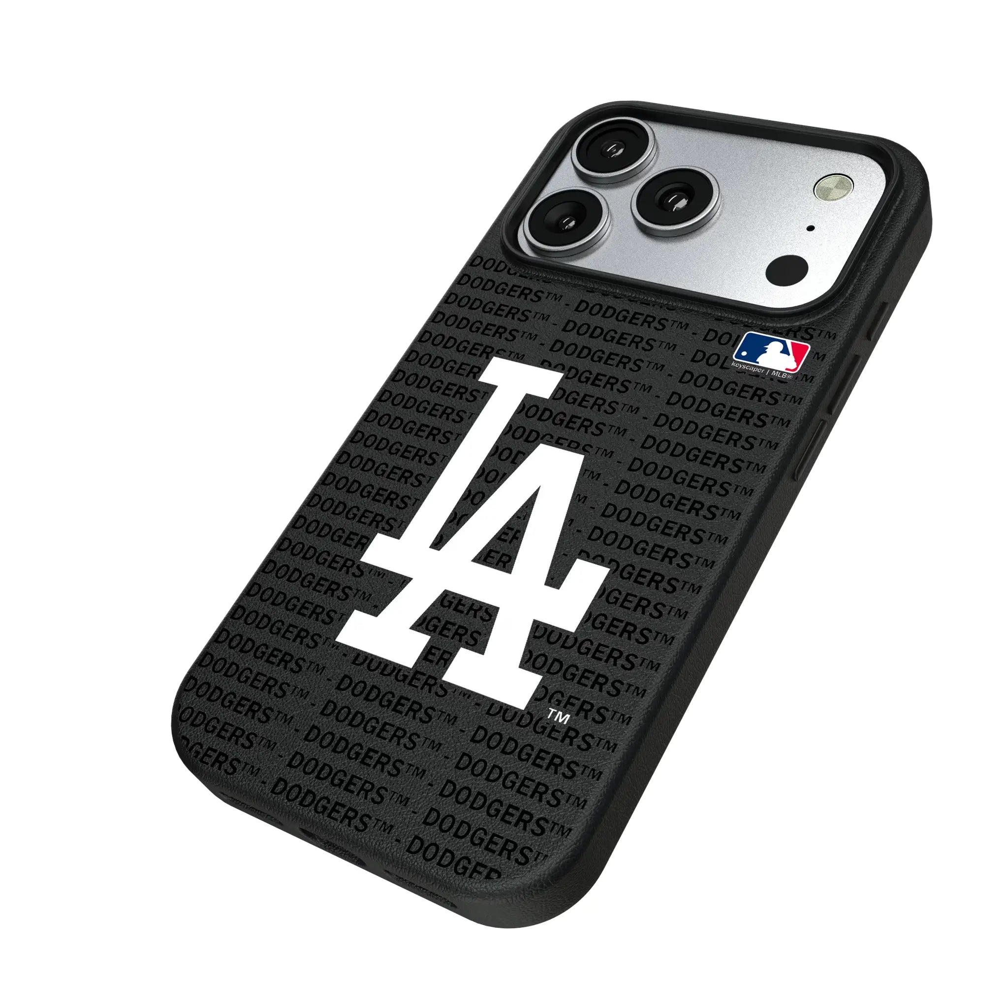 LA Dodgers Text Backdrop iPhone MagSafe Compatible Phone Case for Apple iPhone - Isometric View#Device_iPhone 17 Pro