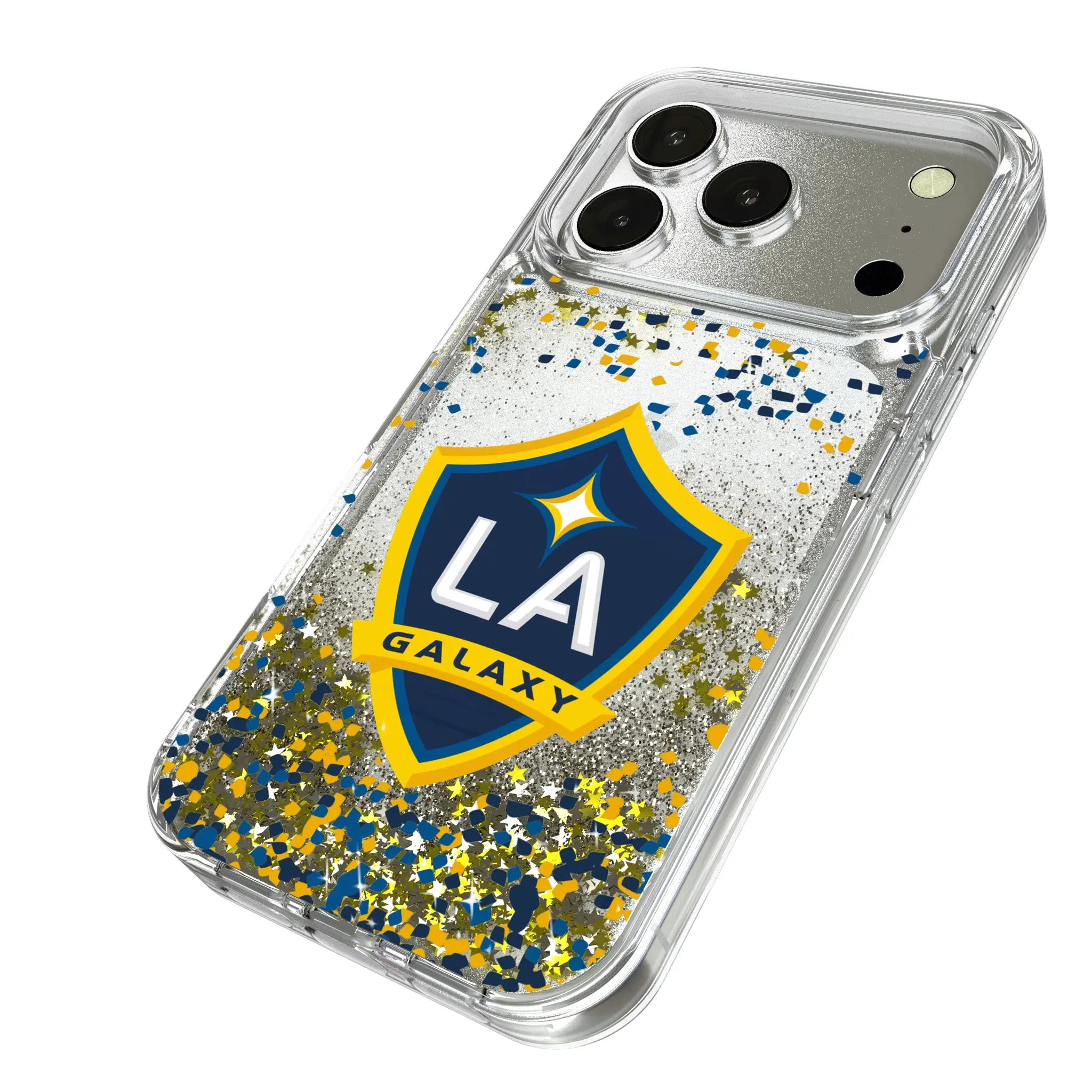 LA Galaxy Confetti iPhone Glitter Phone Case for Apple iPhone - Isometric View