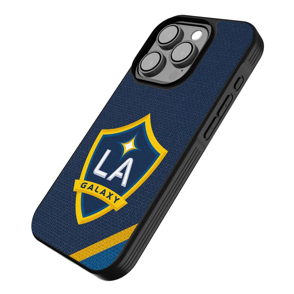 LA Galaxy Diagonal Stripe iPhone Bump Phone Case for Apple iPhone - Isometric View