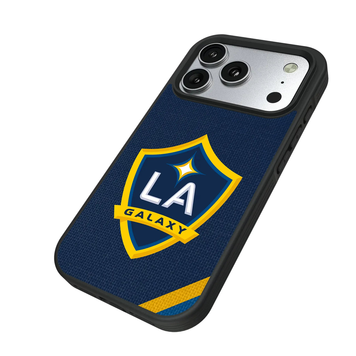 LA Galaxy Diagonal Stripe iPhone Bump Phone Case for Apple iPhone - Isometric View#Device_iPhone 17 Pro