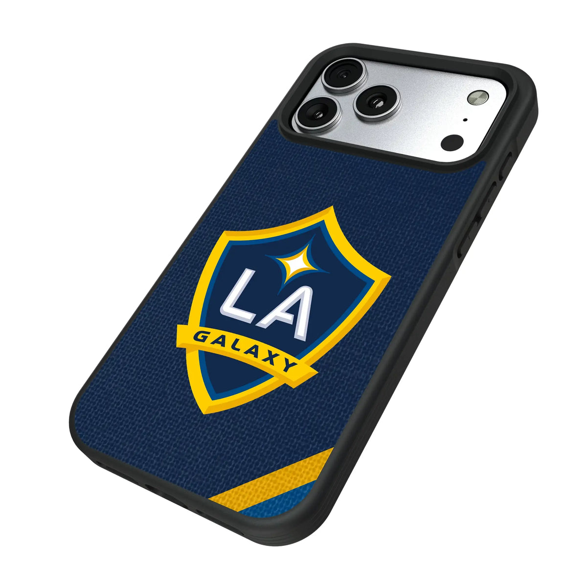 LA Galaxy Diagonal Stripe iPhone Bump Phone Case for Apple iPhone - Isometric View#Device_iPhone 17 Pro Max