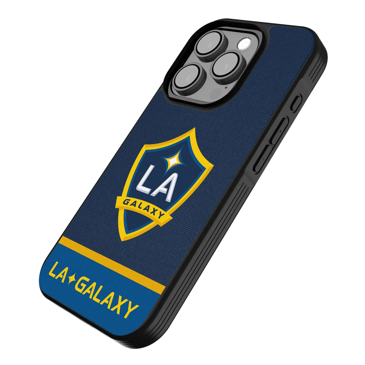 LA Galaxy Endzone Solid iPhone Bump Phone Case for Apple iPhone - Isometric View