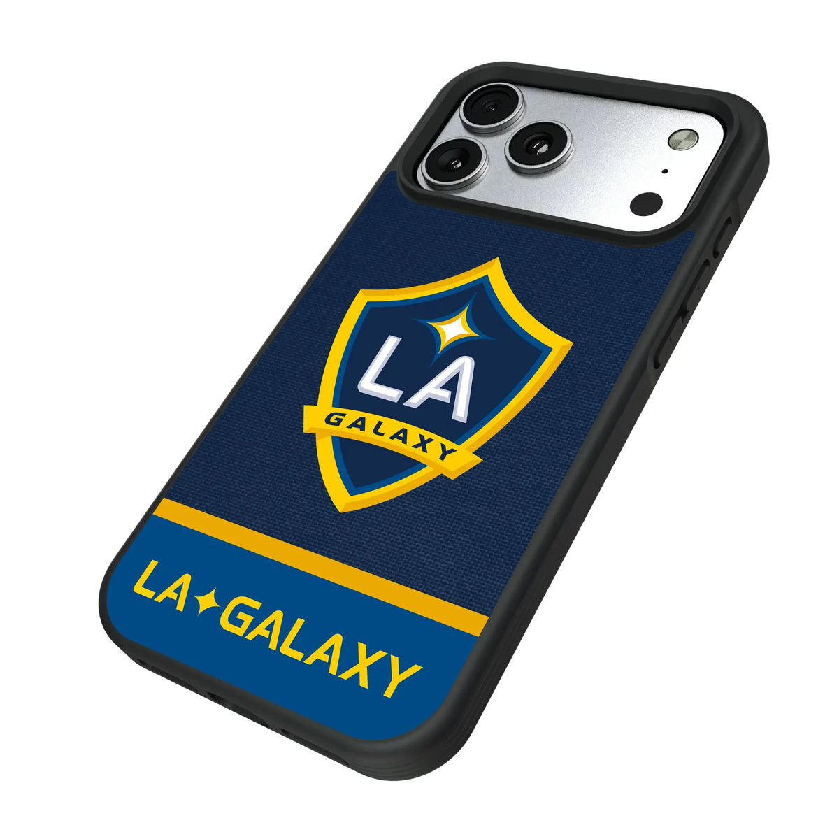 LA Galaxy Endzone Solid iPhone Bump Phone Case for Apple iPhone - Isometric View#Device_iPhone 17 Pro Max