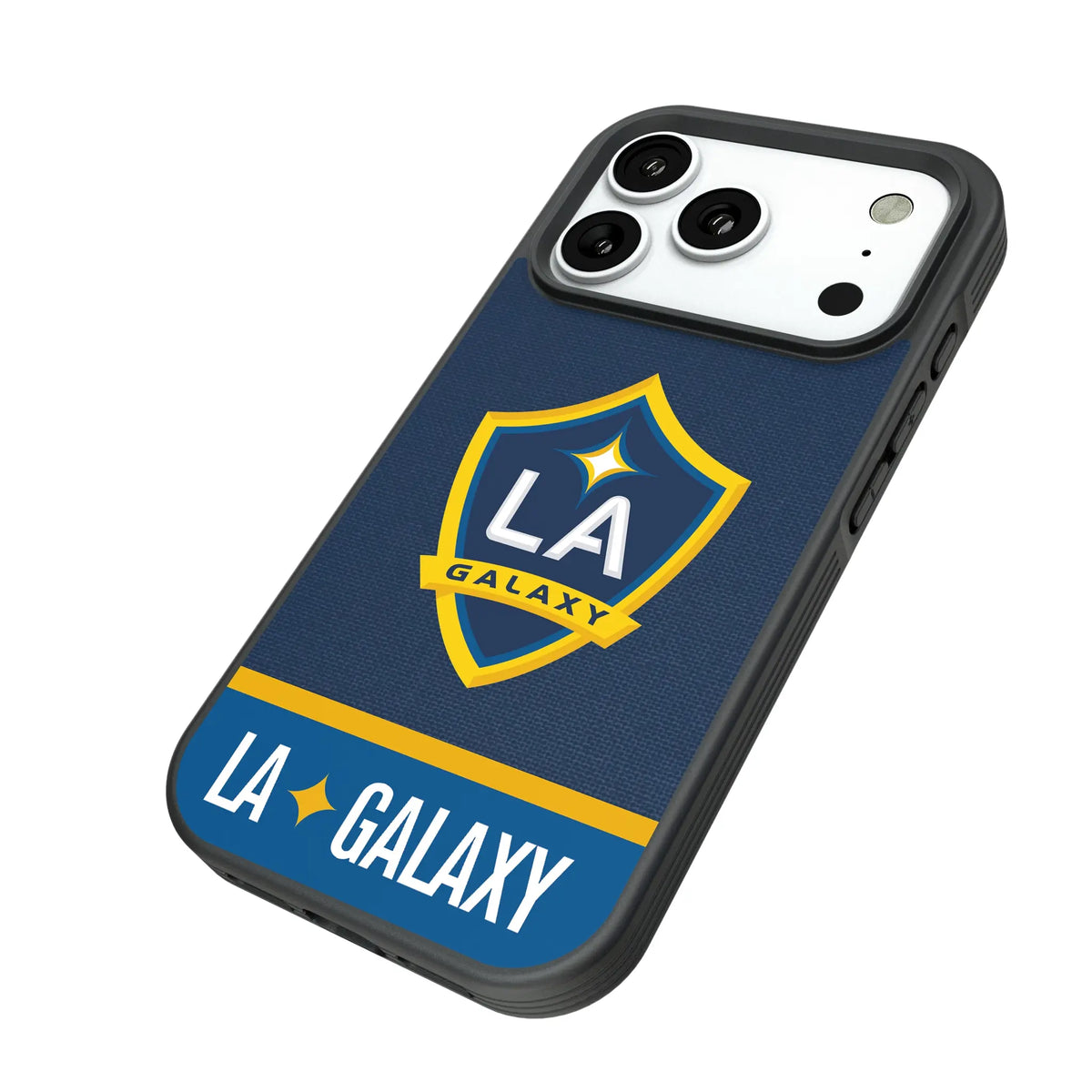 LA Galaxy Endzone Solid iPhone Bump Phone Case for Apple iPhone - Isometric View#Device_iPhone 18 Pro