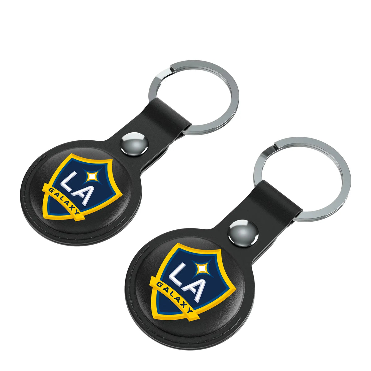 LA Galaxy Insignia AirTag Black Airtag Holder 2-Pack - Isometric View