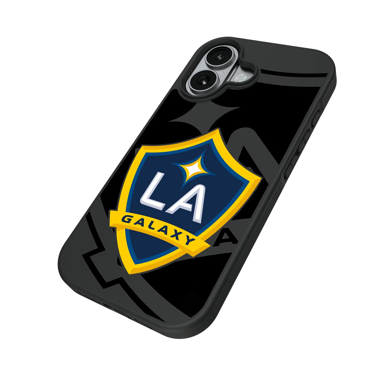 LA Galaxy Monocolor Tilt iPhone Bump Phone Case for Apple iPhone - Isometric View#Device_iPhone 17
