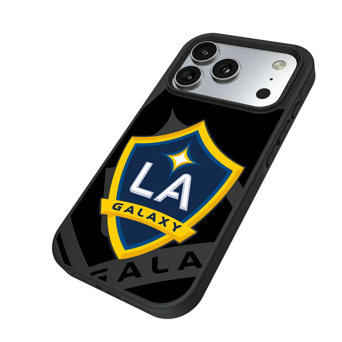 LA Galaxy Monocolor Tilt iPhone Bump Phone Case for Apple iPhone - Isometric View#Device_iPhone 17 Pro