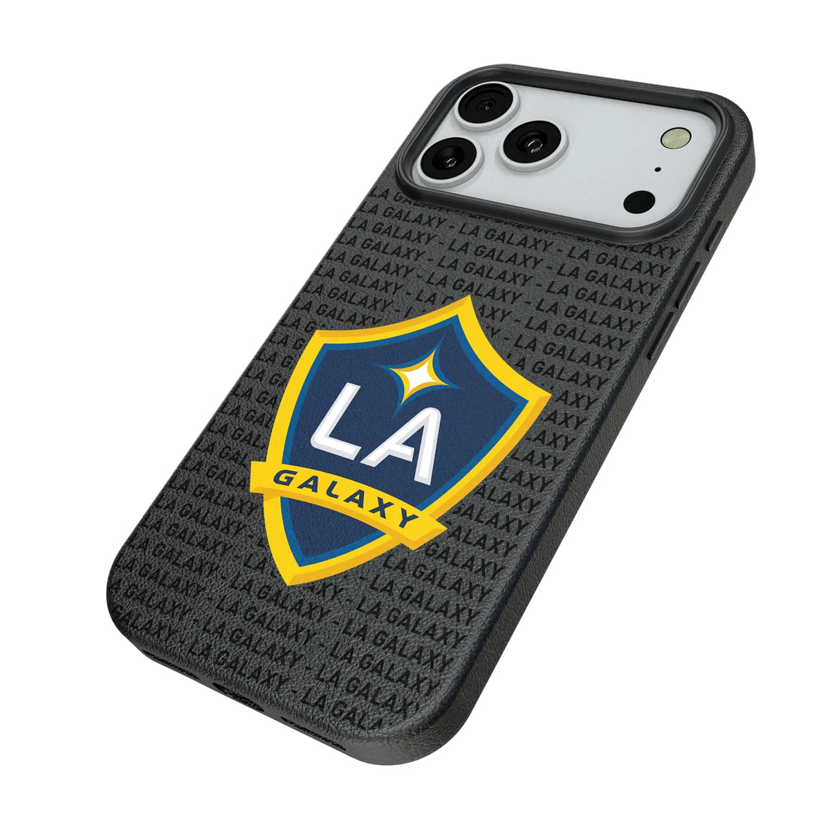 LA Galaxy Text Backdrop iPhone MagSafe Compatible Phone Case for Apple iPhone - Isometric View#Device_iPhone 18 Pro Max