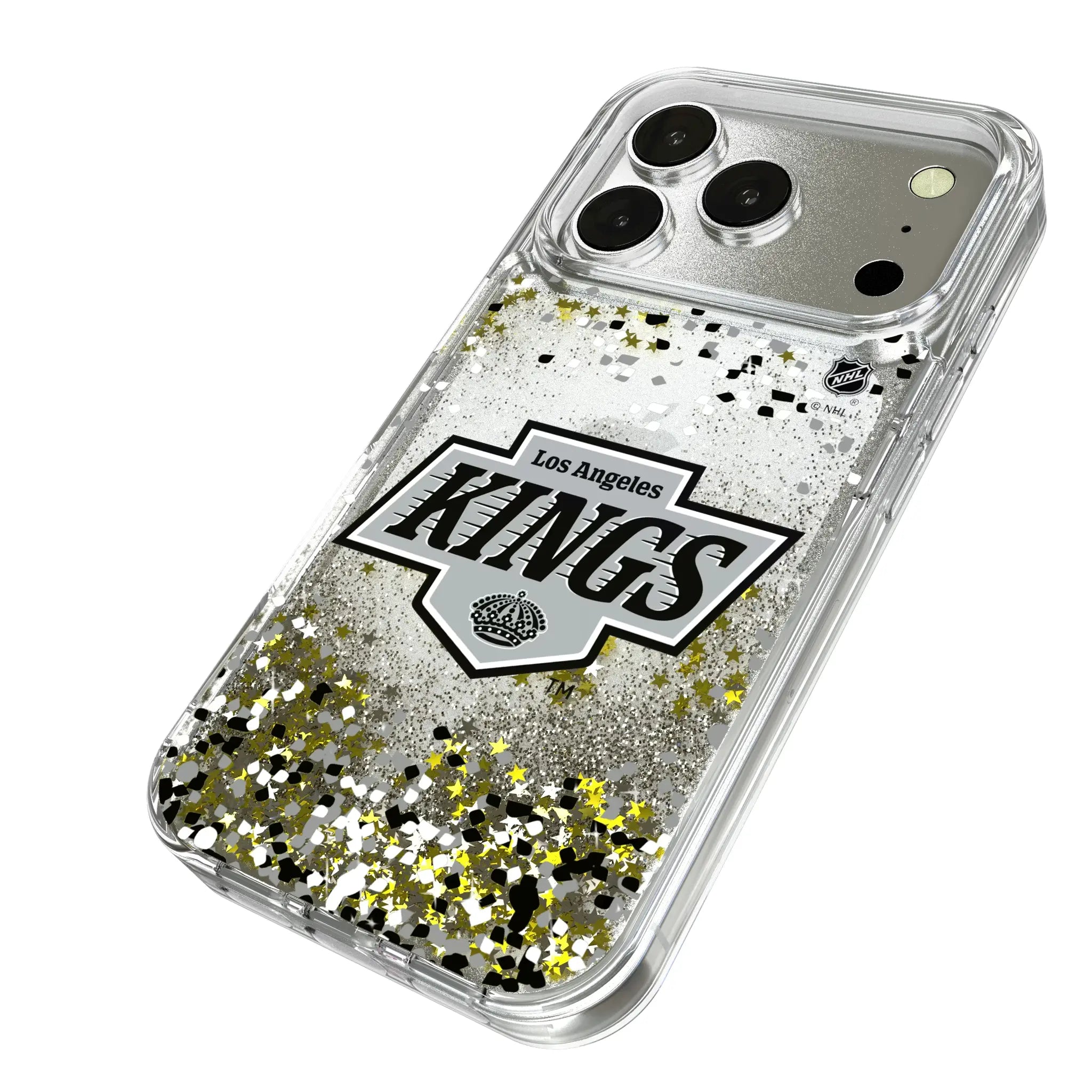 LA Kings Confetti iPhone Glitter Phone Case for Apple iPhone - Isometric View