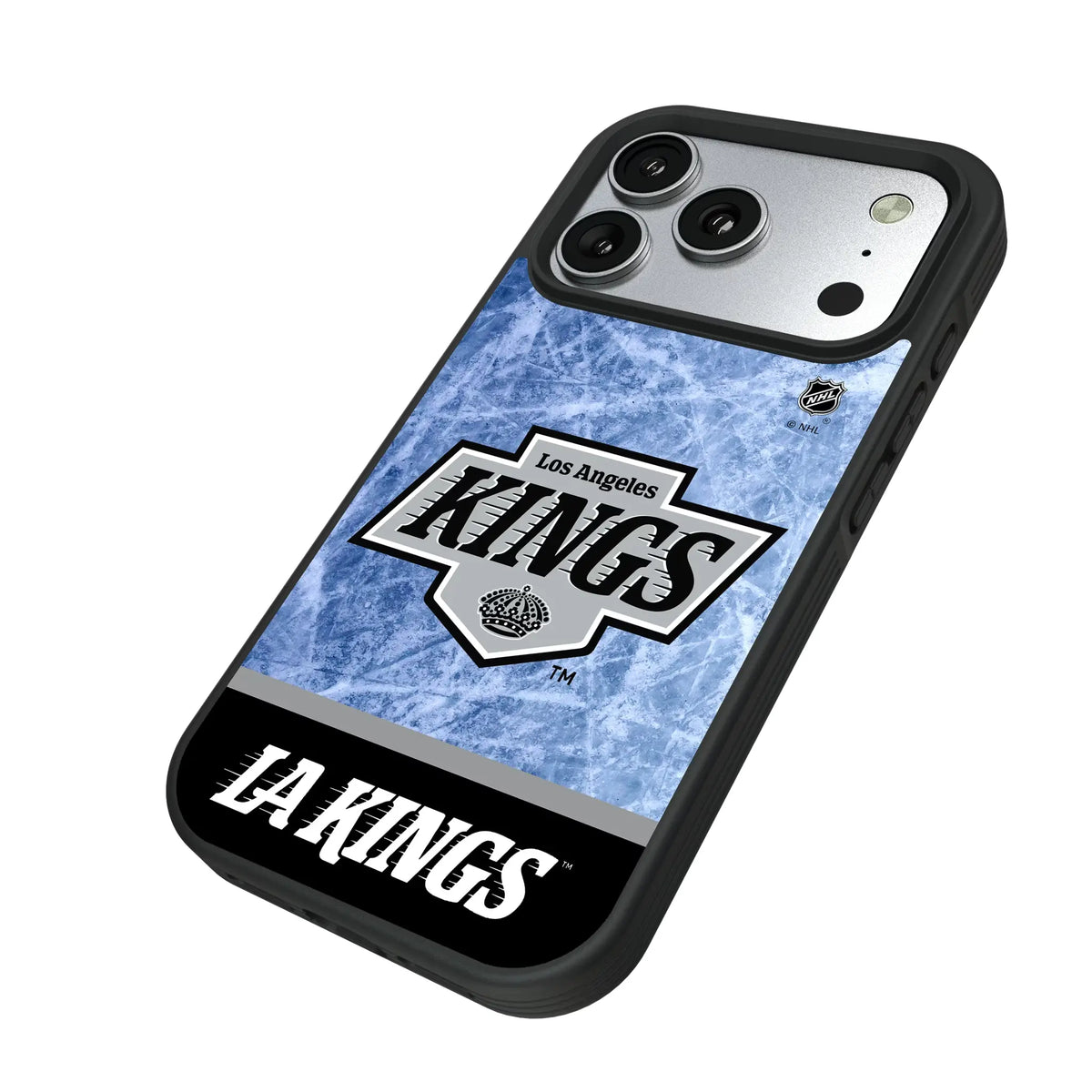 LA Kings Ice Wordmark iPhone Bump Phone Case for Apple iPhone - Isometric View#Device_iPhone 17 Pro
