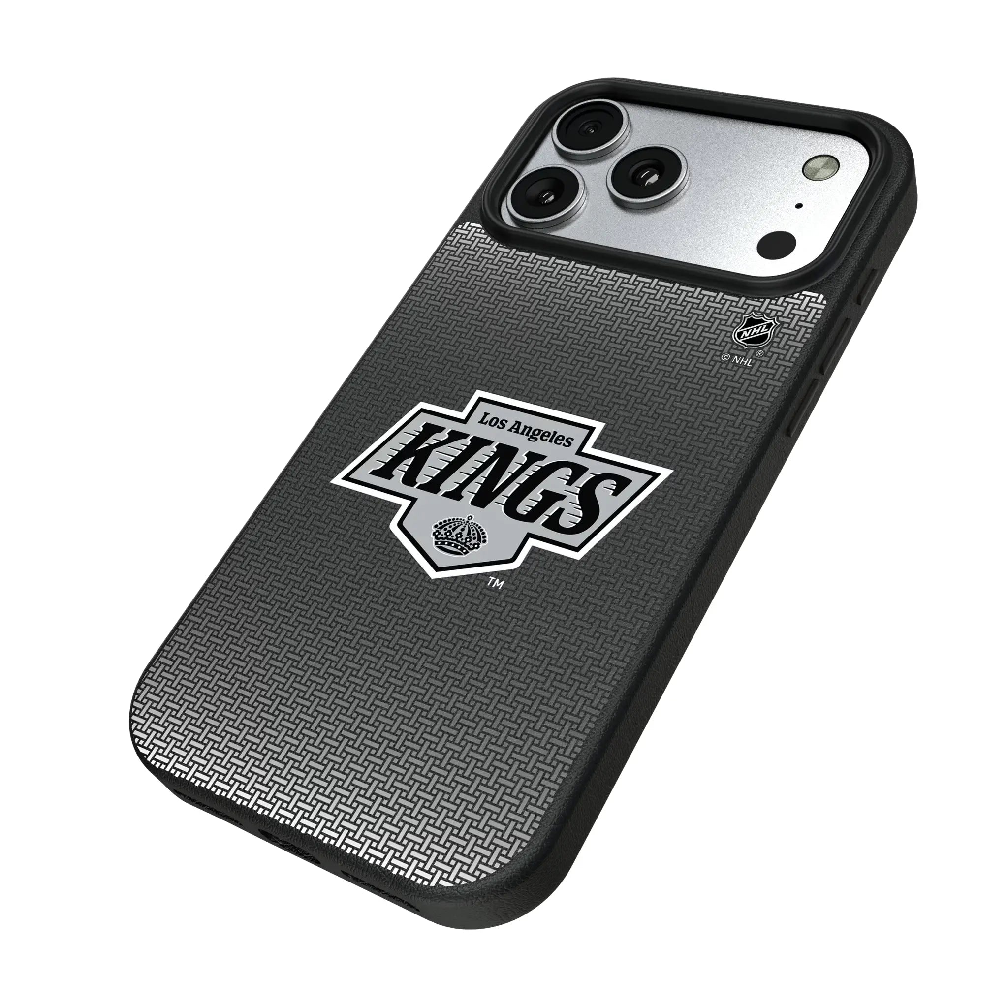 LA Kings Linen iPhone MagSafe Compatible Phone Case for Apple iPhone - Isometric View#Device_iPhone 17 Pro Max