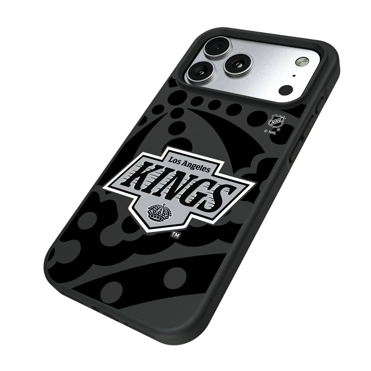 LA Kings Monocolor Tilt iPhone Bump Phone Case for Apple iPhone - Isometric View#Device_iPhone 17 Pro Max