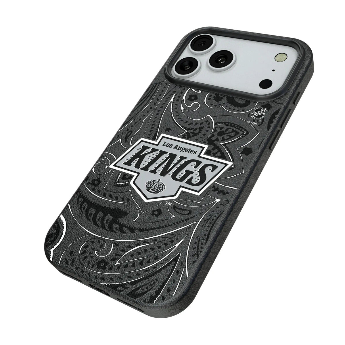 LA Kings Paisley iPhone MagSafe Compatible Phone Case for Apple iPhone - Isometric View#Device_iPhone 18 Pro Max