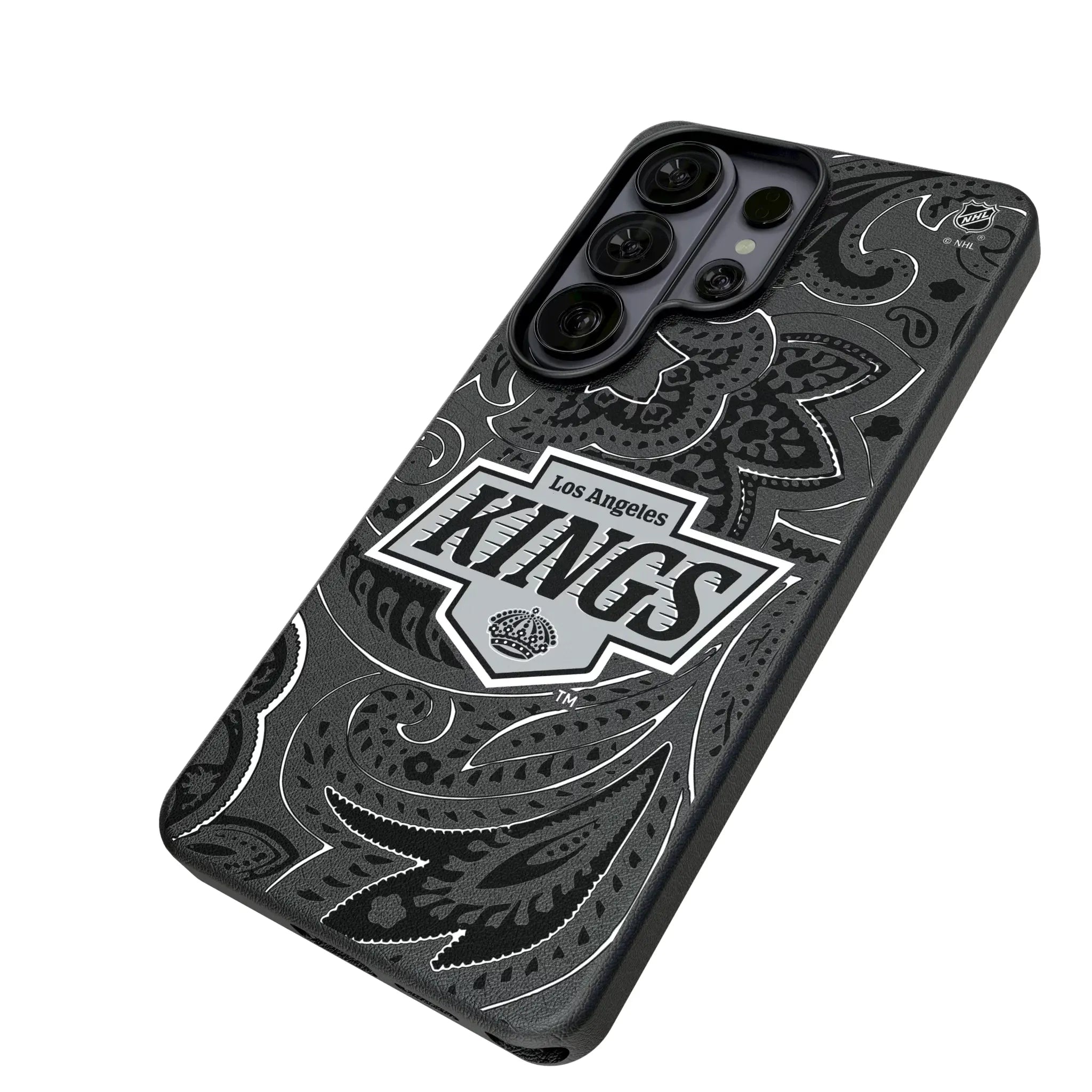 LA Kings Paisley Galaxy MagSafe Compatible Phone Case for Samsung Galaxy - Isometric View#Device_Galaxy S26 Ultra
