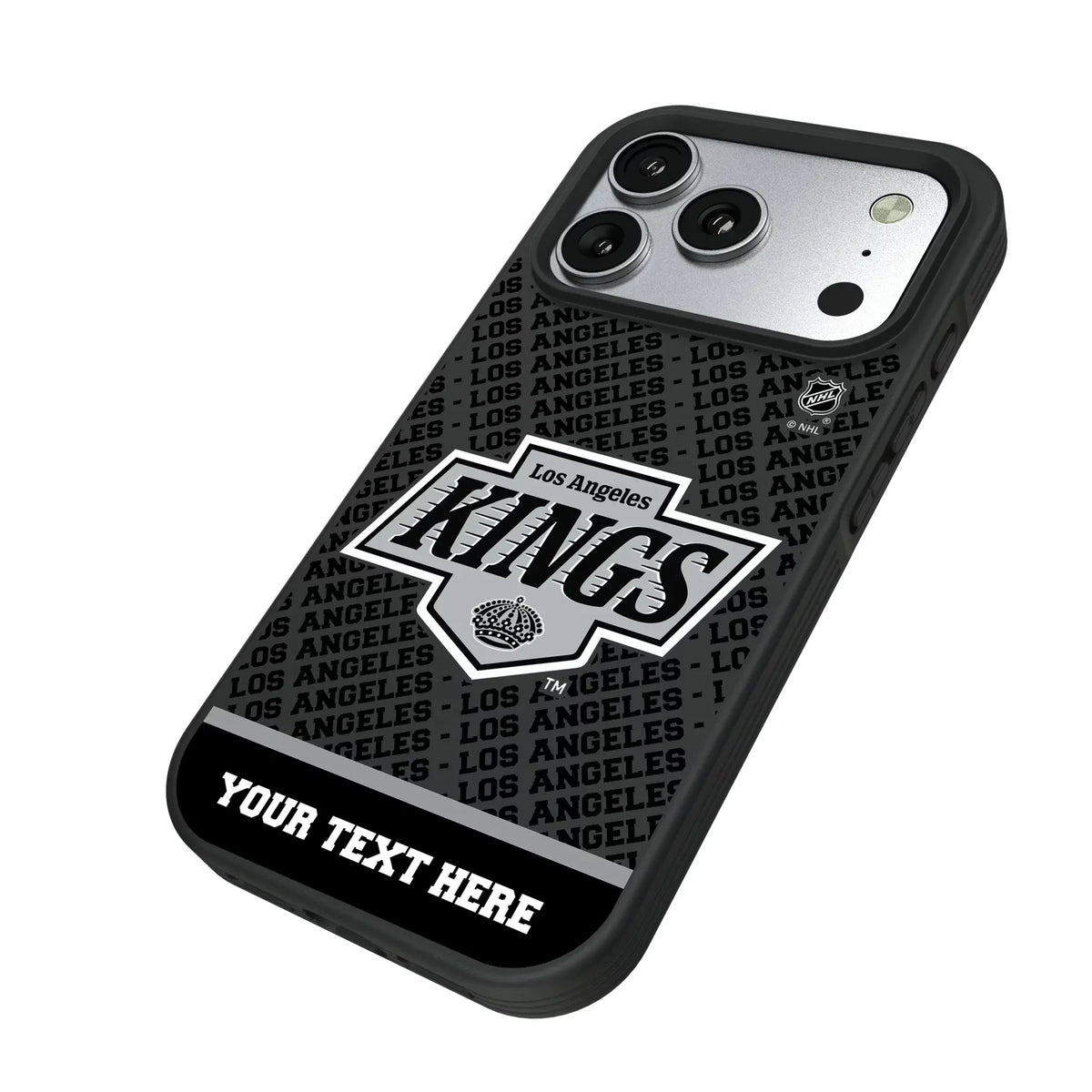 LA Kings Personalized EndZone Plus iPhone Bump Phone Case for Apple iPhone - Isometric View#Device_iPhone 17 Pro