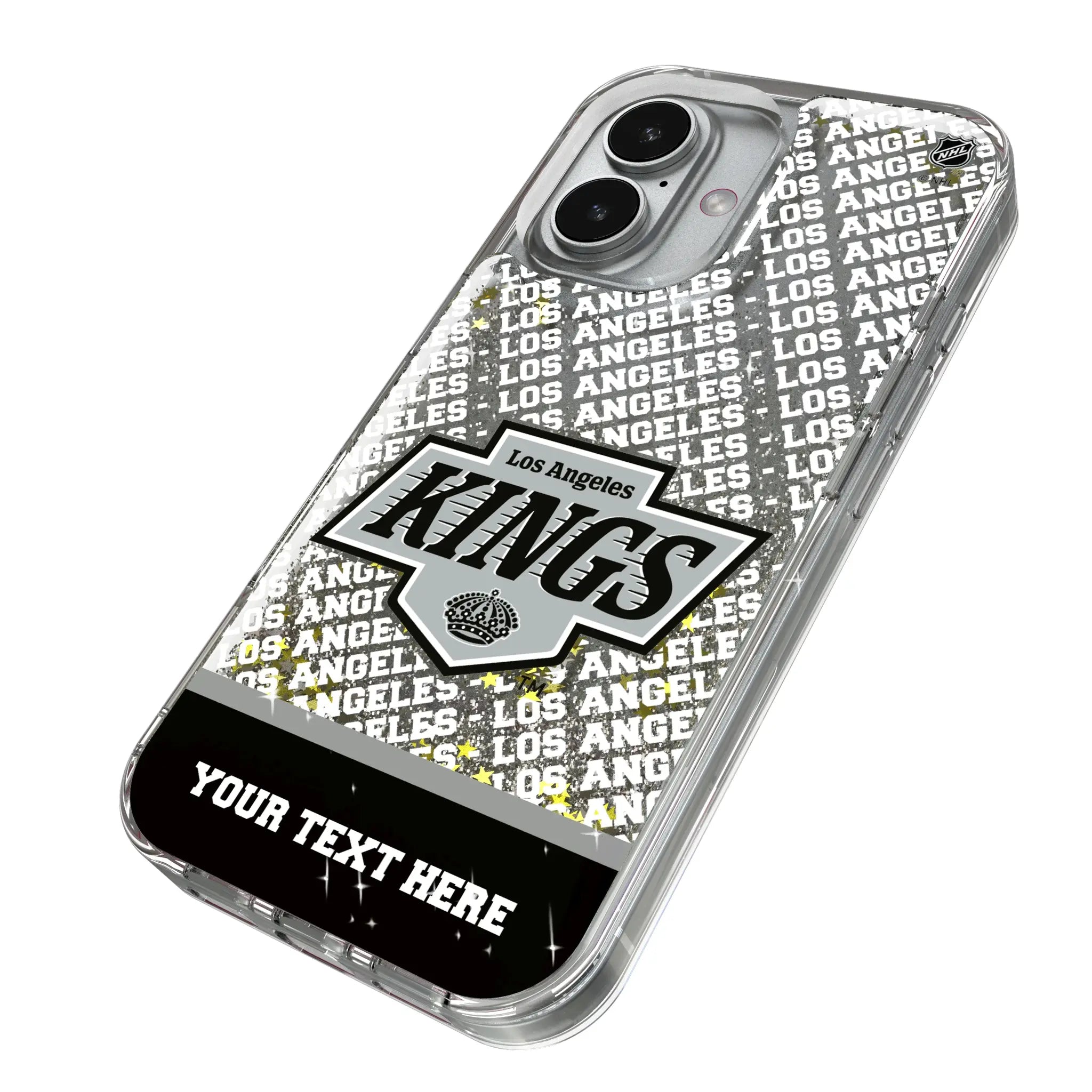 LA Kings Personalized EndZone Plus iPhone Glitter Phone Case for Apple iPhone - Isometric View