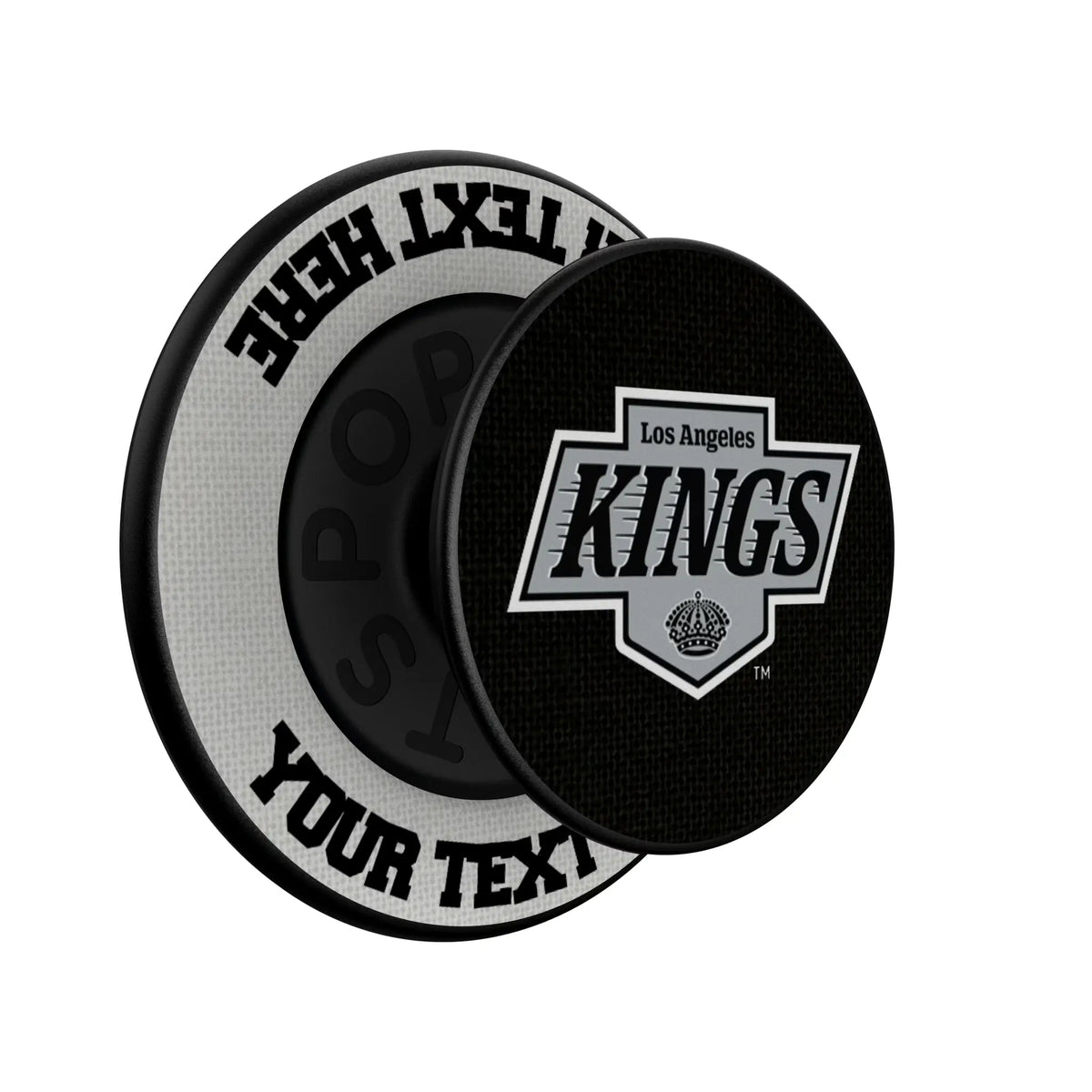 LA Kings Personalized Endzone Solid Popsockets Round Magnetic - Isometric View