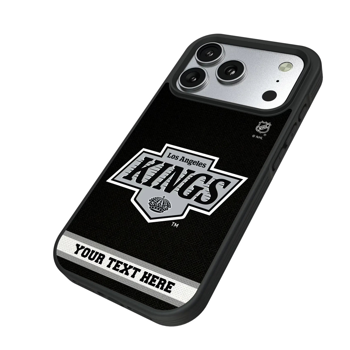 LA Kings Personalized Stripe iPhone Bump Phone Case for Apple iPhone - Isometric View#Device_iPhone 17 Pro