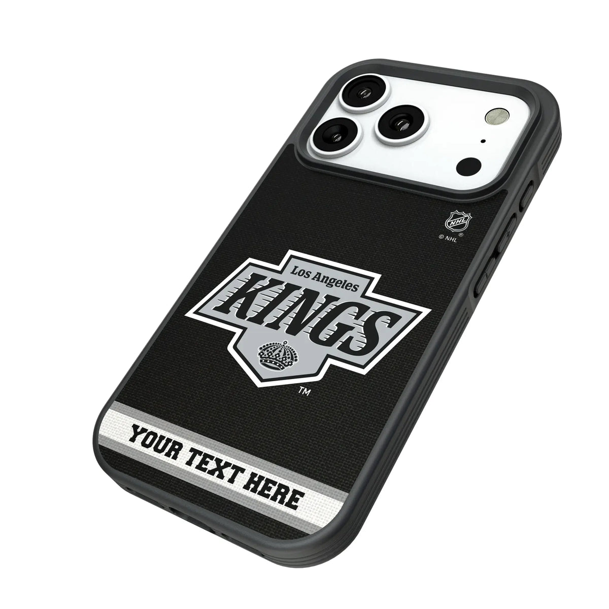 LA Kings Personalized Stripe iPhone Bump Phone Case for Apple iPhone - Isometric View#Device_iPhone 18 Pro
