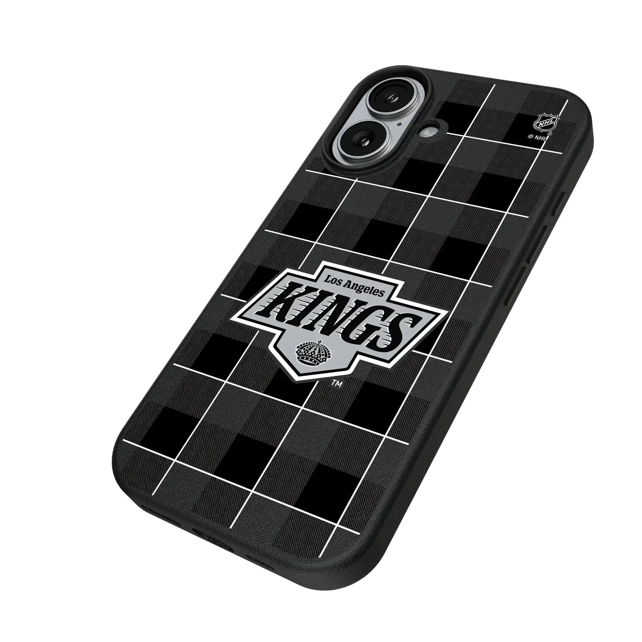 LA Kings Plaid iPhone MagSafe Compatible Phone Case for Apple iPhone - Isometric View#Device_iPhone 17
