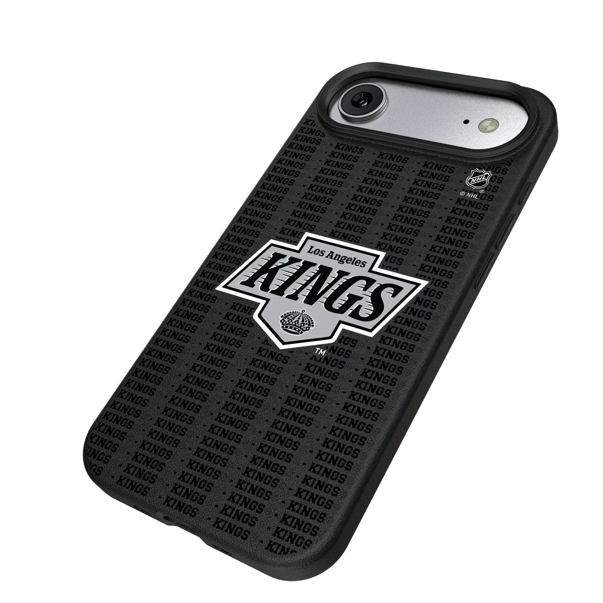 LA Kings Text Backdrop iPhone MagSafe Compatible Phone Case for Apple iPhone - Isometric View#Device_iPhone Air
