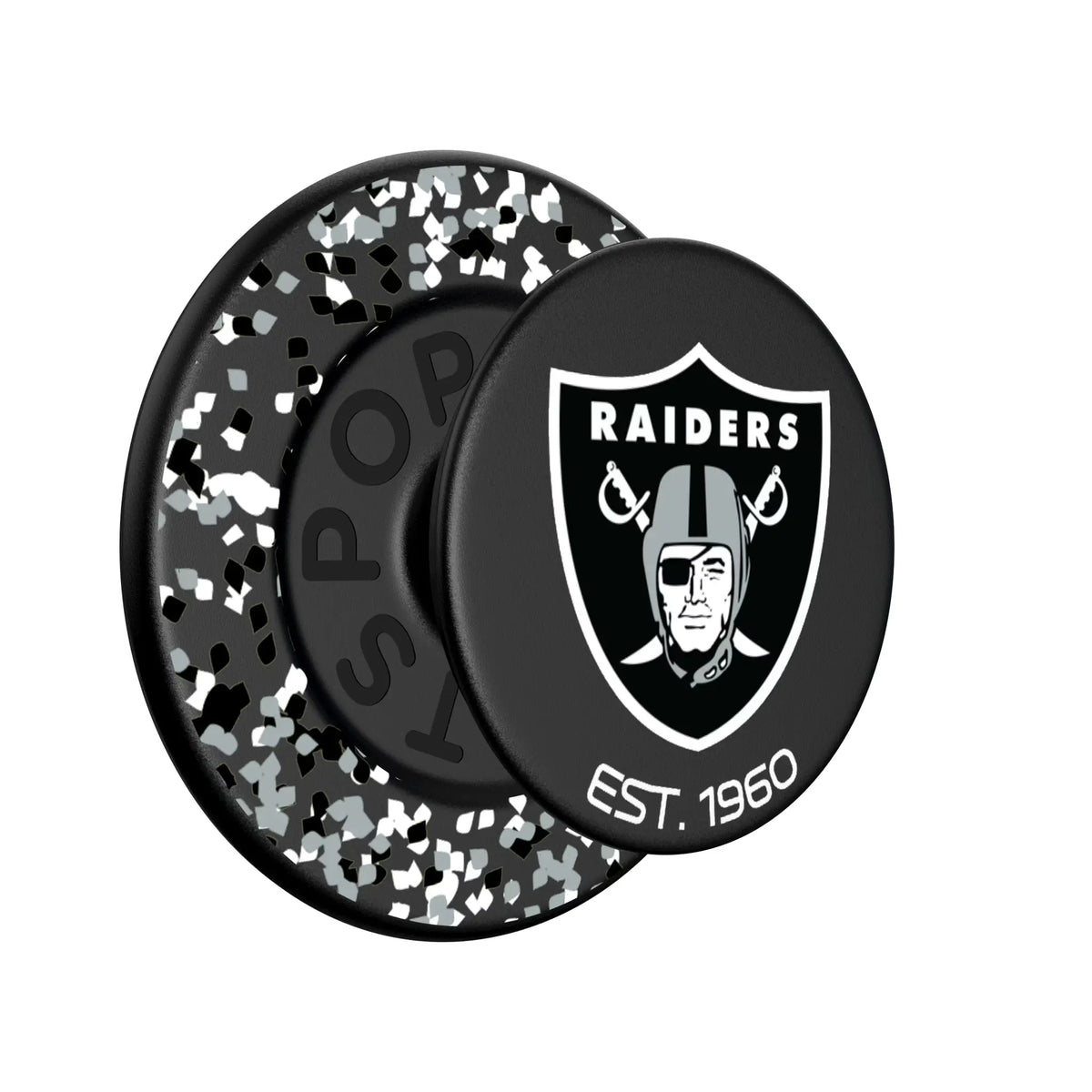 Las Vegas Raiders Confetti Popsockets Round Magnetic - Isometric View
