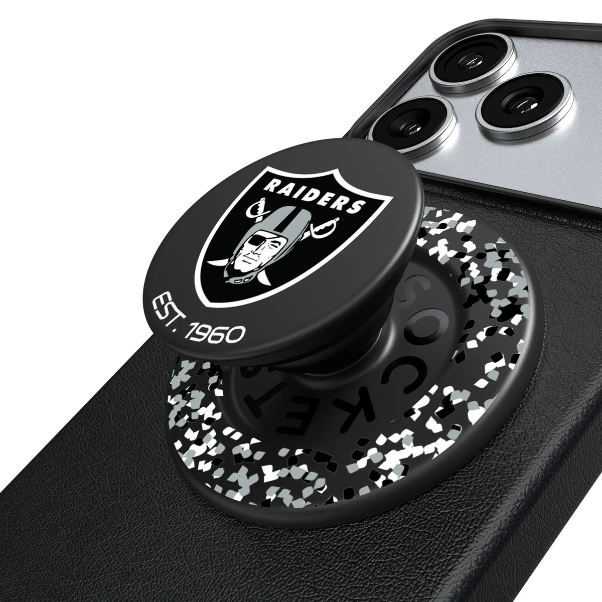 Las Vegas Raiders Confetti Popsockets Round Magnetic