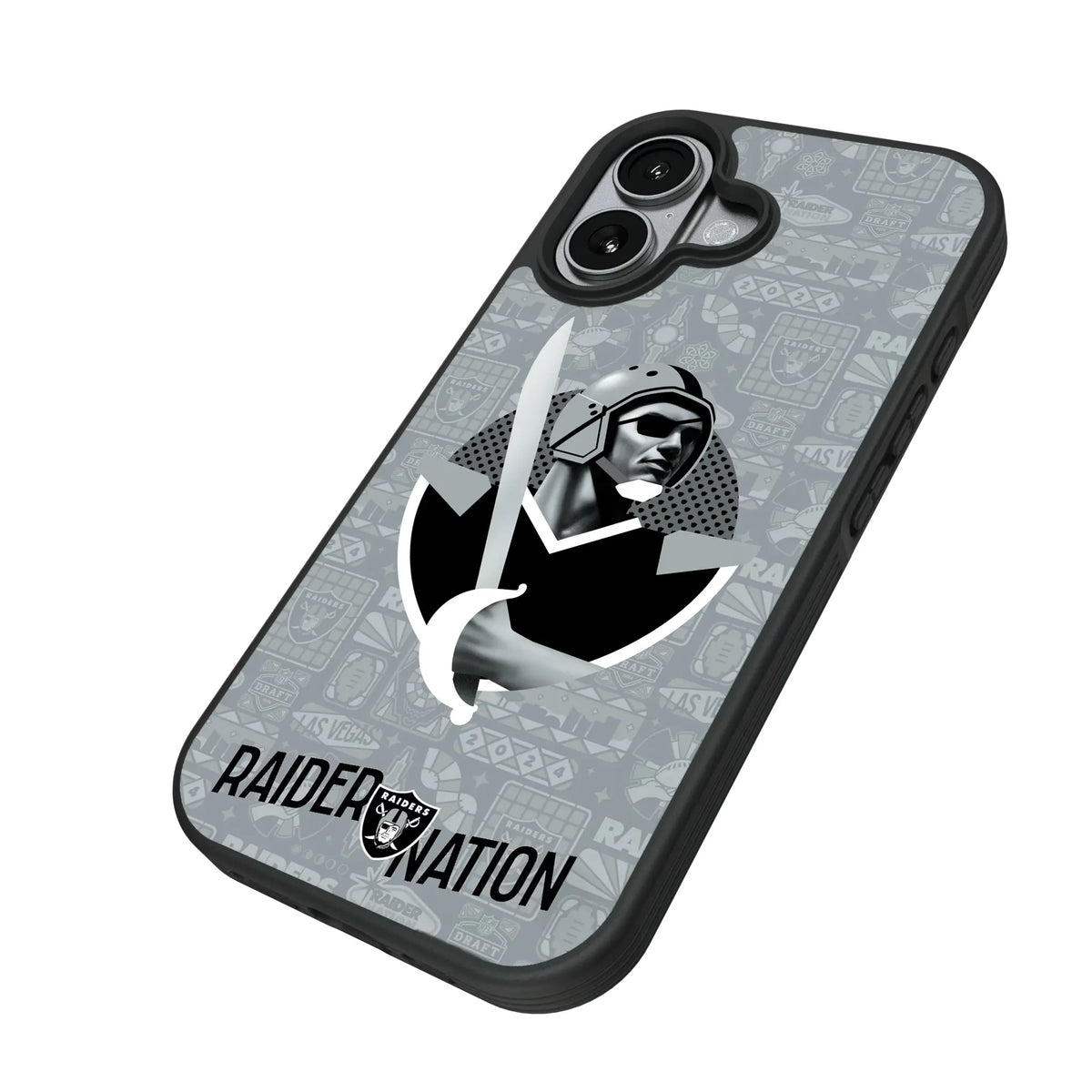 Las Vegas Raiders Deco iPhone Bump Phone Case for Apple iPhone - Isometric View#Device_iPhone 17