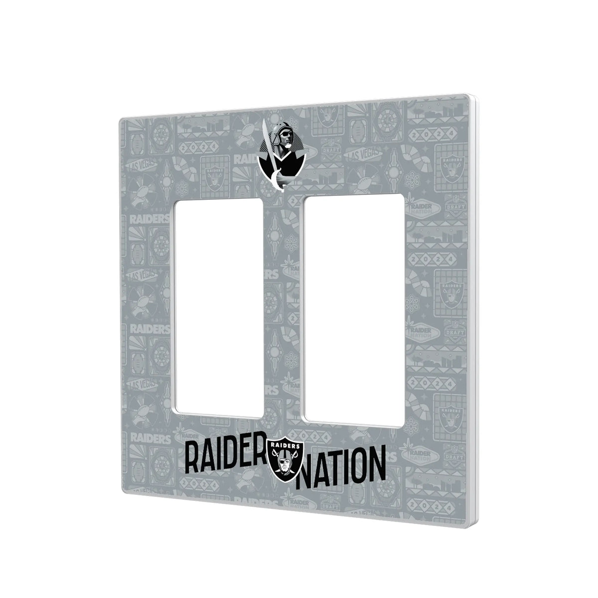 Las Vegas Raiders Deco Hidden-Screw Light Switch Plate#Style_Double Rocker