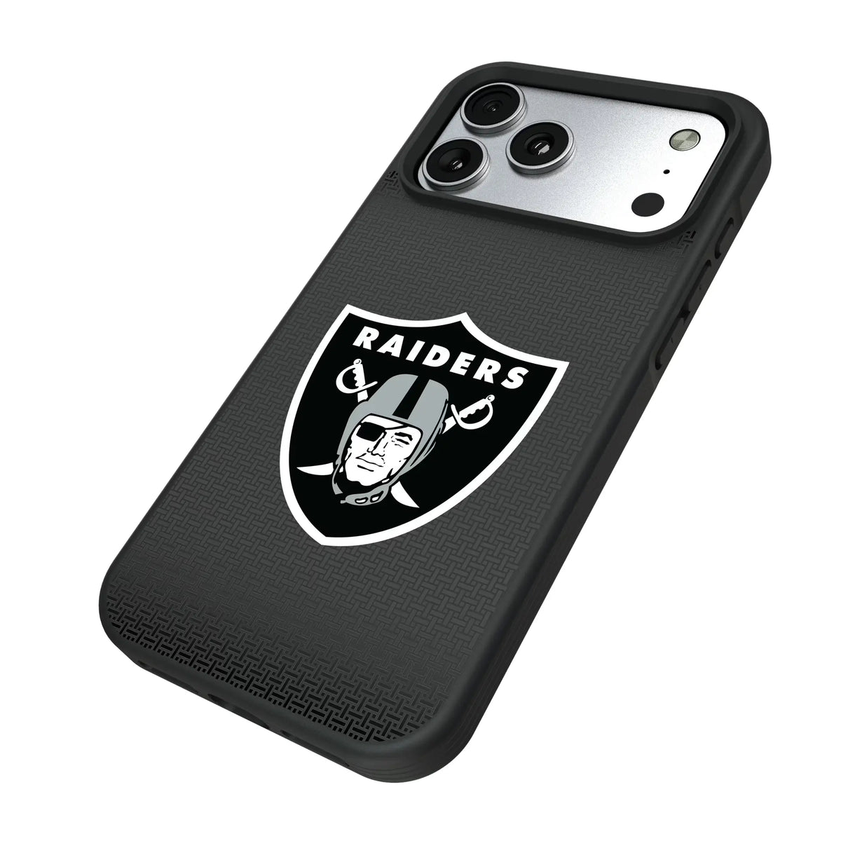 Las Vegas Raiders Linen iPhone Bump Phone Case for Apple iPhone - Isometric View#Device_iPhone 17 Pro Max