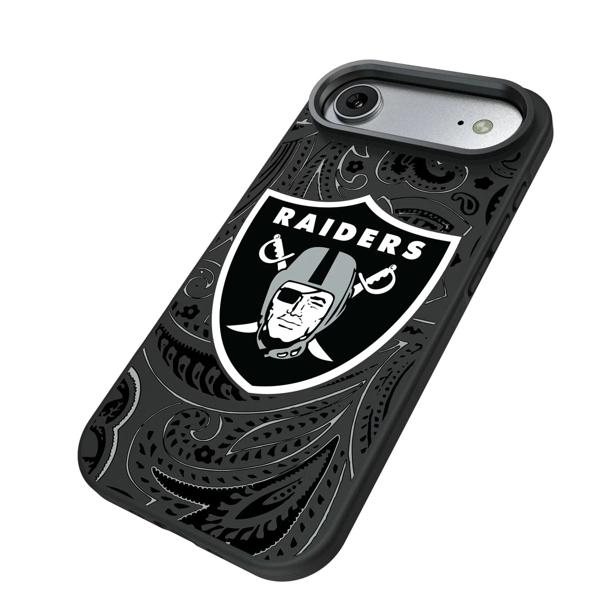 Las Vegas Raiders Paisley iPhone Bump Phone Case for Apple iPhone - Isometric View#Device_iPhone Air