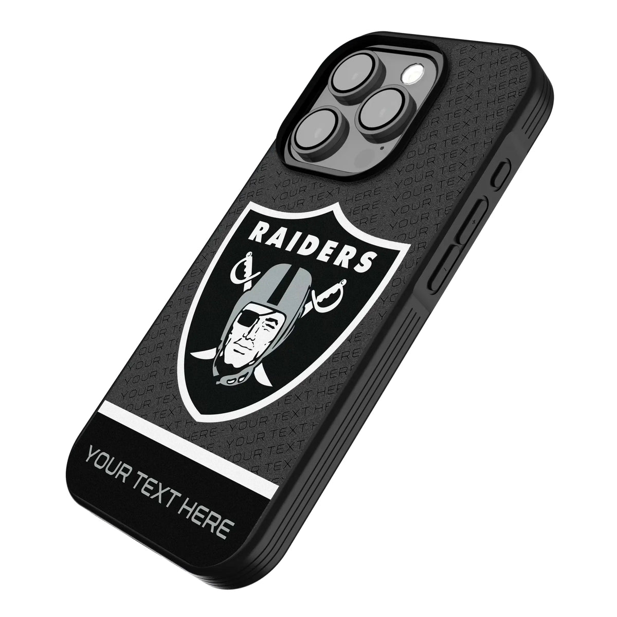 Las Vegas Raiders Personalized EndZone Plus iPhone Bump Phone Case for Apple iPhone - Isometric View