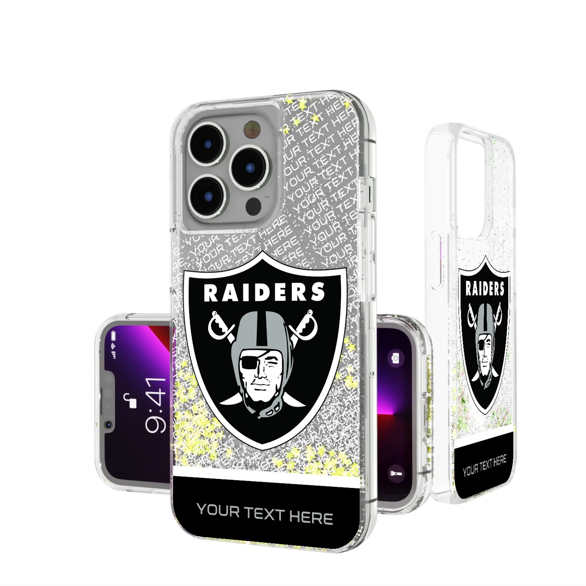 Las Vegas Raiders Personalized EndZone Plus iPhone Glitter Phone Case for Apple iPhone