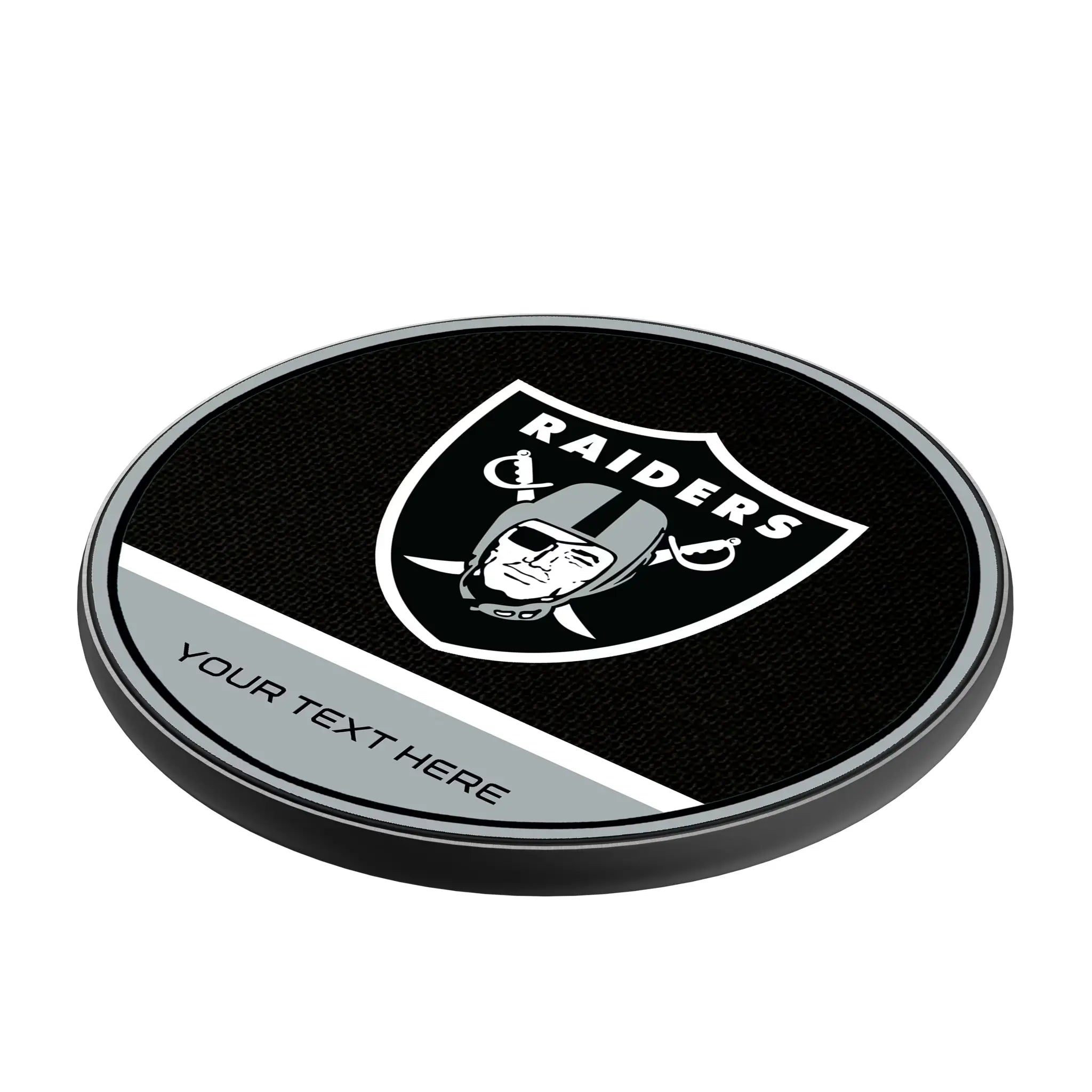 Las Vegas Raiders Personalized Endzone Solid 15-Watt Wireless Charger - Isometric View