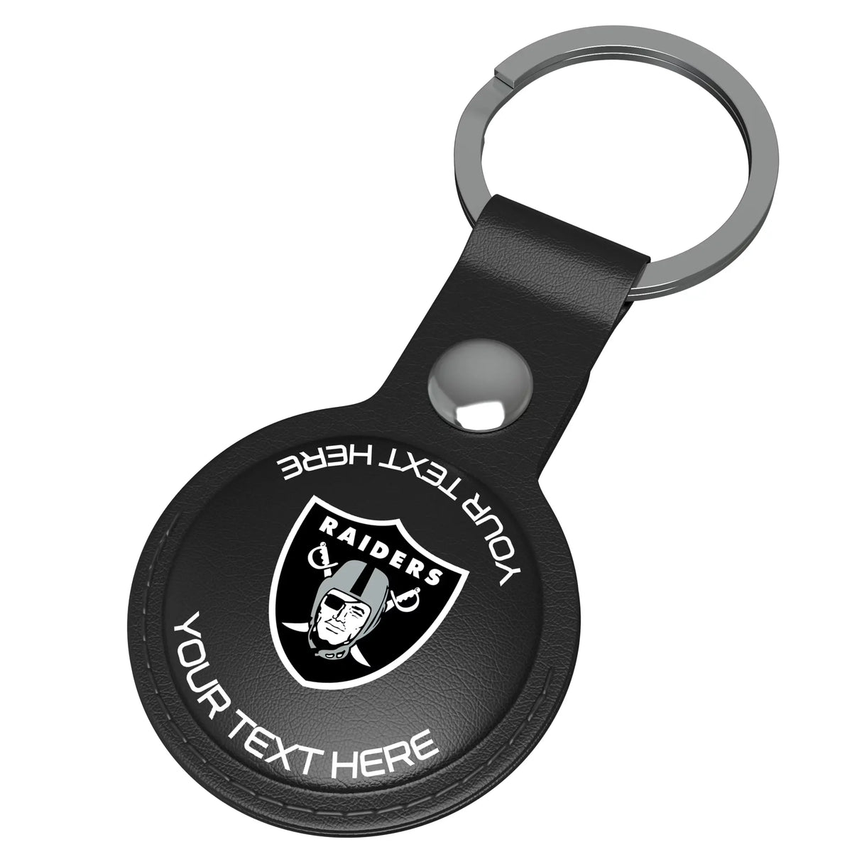 Las Vegas Raiders Personalized Insignia AirTag Black Airtag Holder - Isometric View