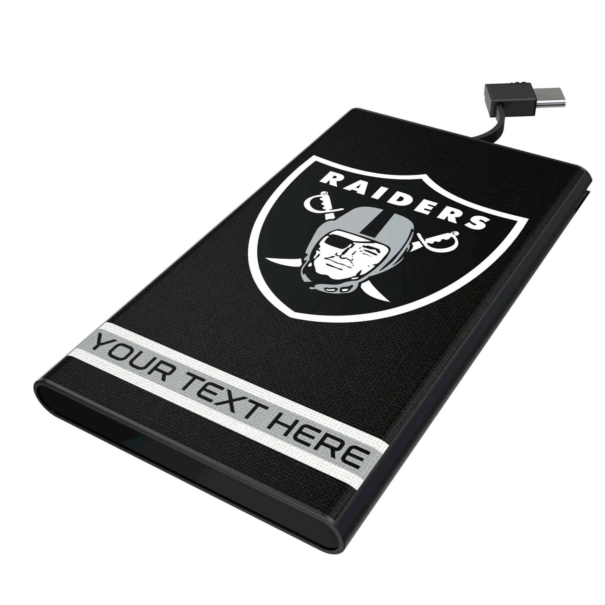 Las Vegas Raiders Personalized Stripe 5000mAh Flat Power Bank