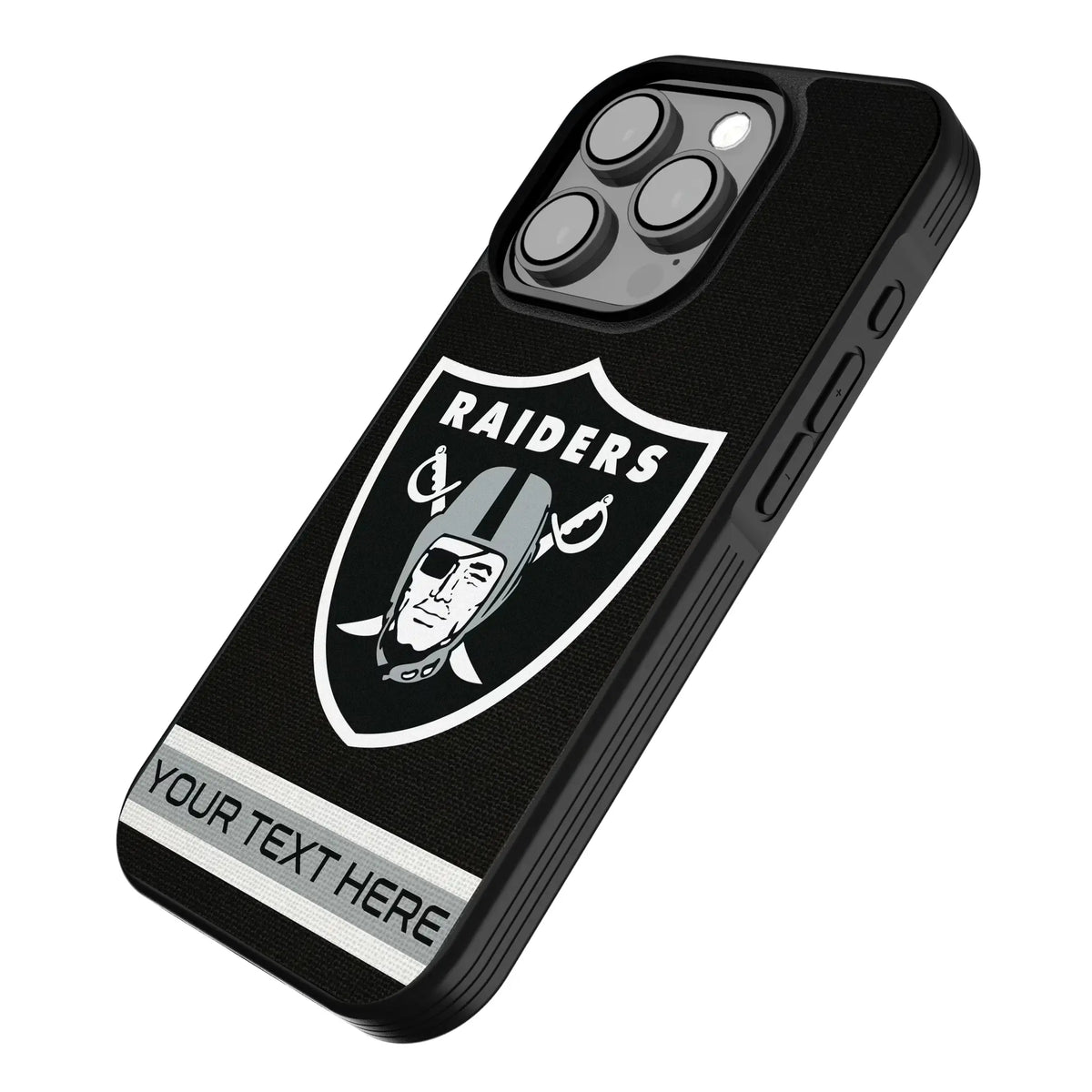 Las Vegas Raiders Personalized Stripe iPhone Bump Phone Case for Apple iPhone - Isometric View