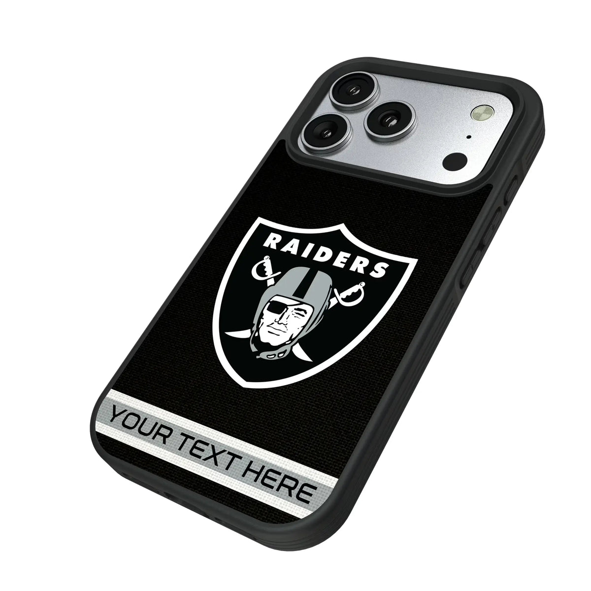 Las Vegas Raiders Personalized Stripe iPhone Bump Phone Case for Apple iPhone - Isometric View#Device_iPhone 17 Pro